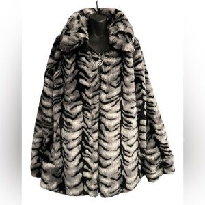 Dennis Basso Reversible Faux Fur Zebra Print Jacket – Luxe & Cozy
